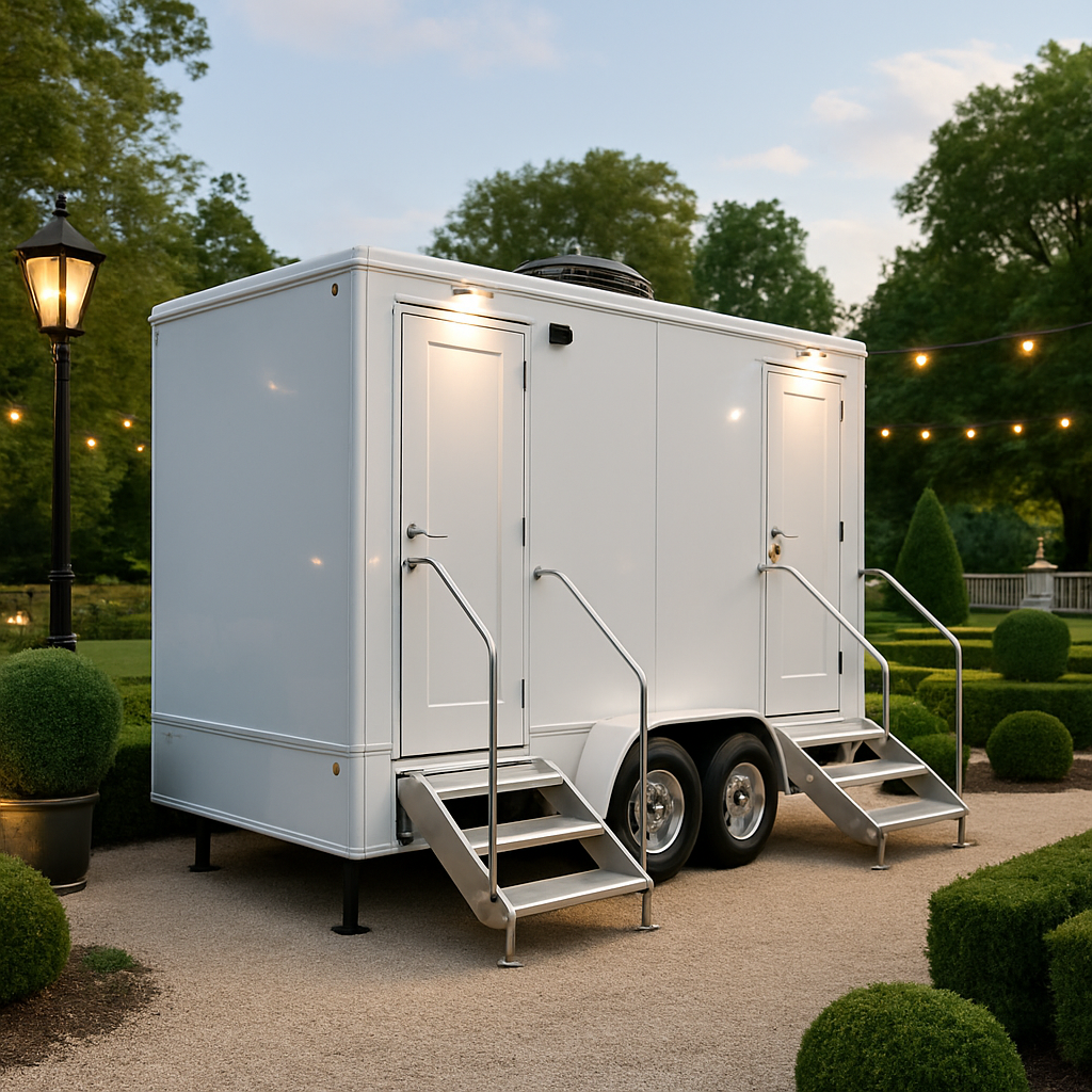 Luxury restroom trailer rental illustration for Greensboro and Winston-Salem events